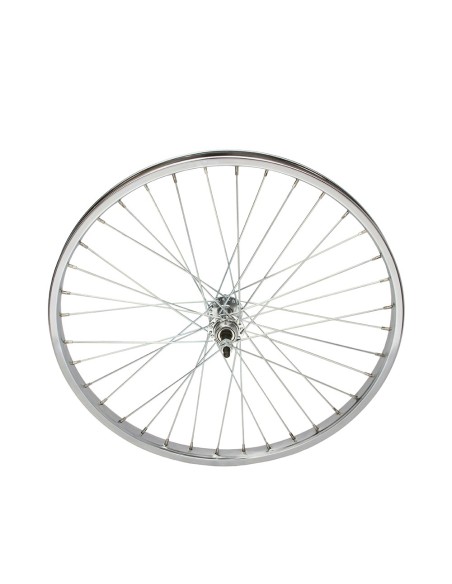 24 x 1.75 Steel Free Wheel 36 Spoke 12g UCP 3/8 Axle Single Wall Chrome.